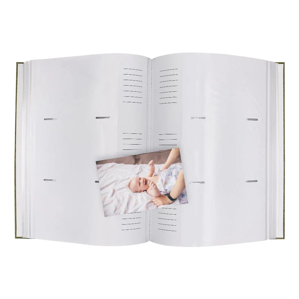Plush Linen Duck Egg Green Slip-in Photo Album 300 Photos - Image 4