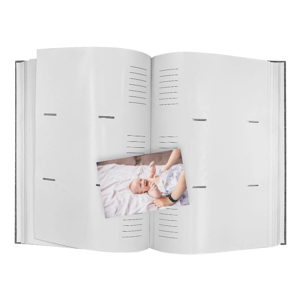 Plush Linen Grey Slip-in Photo Album 300 Photos - Image 2
