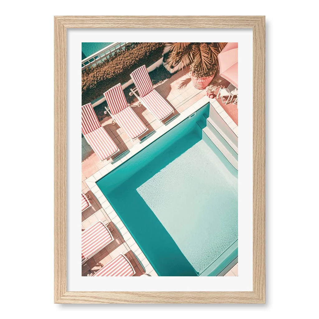 Red White Striped Pool Modern Wall Art Print - Image 10