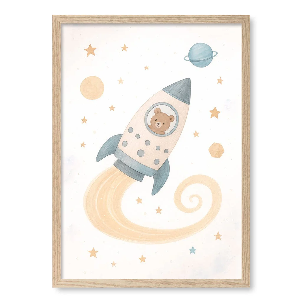 Rocket Teddy Space Explorer Wall Art Print - Image 24