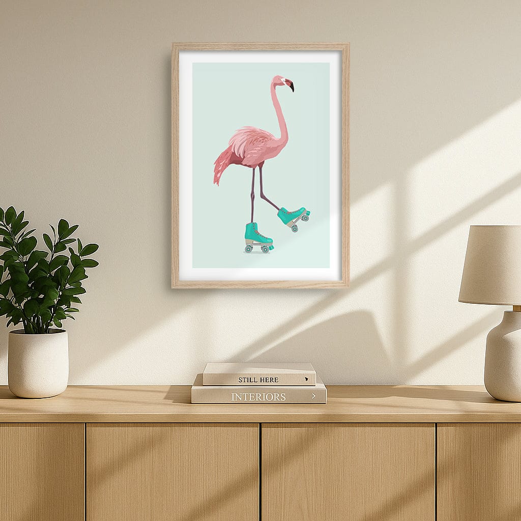 Roller Flamingo Wall Art Print by By Kammille - Image 2