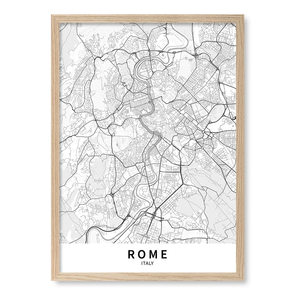 Rome City Map Print - Rome Map Wall Art