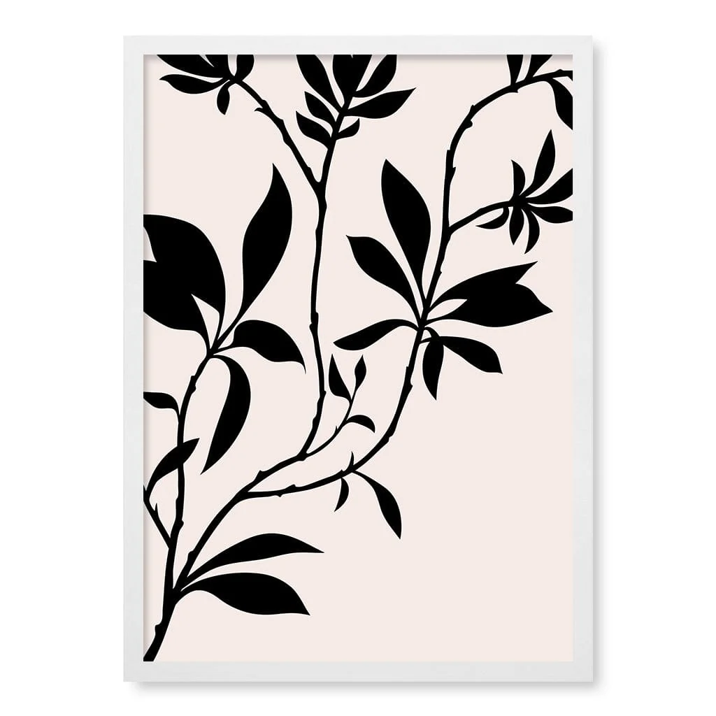 Silhouette Branch Leaves Day Wall Art Print - Image 12