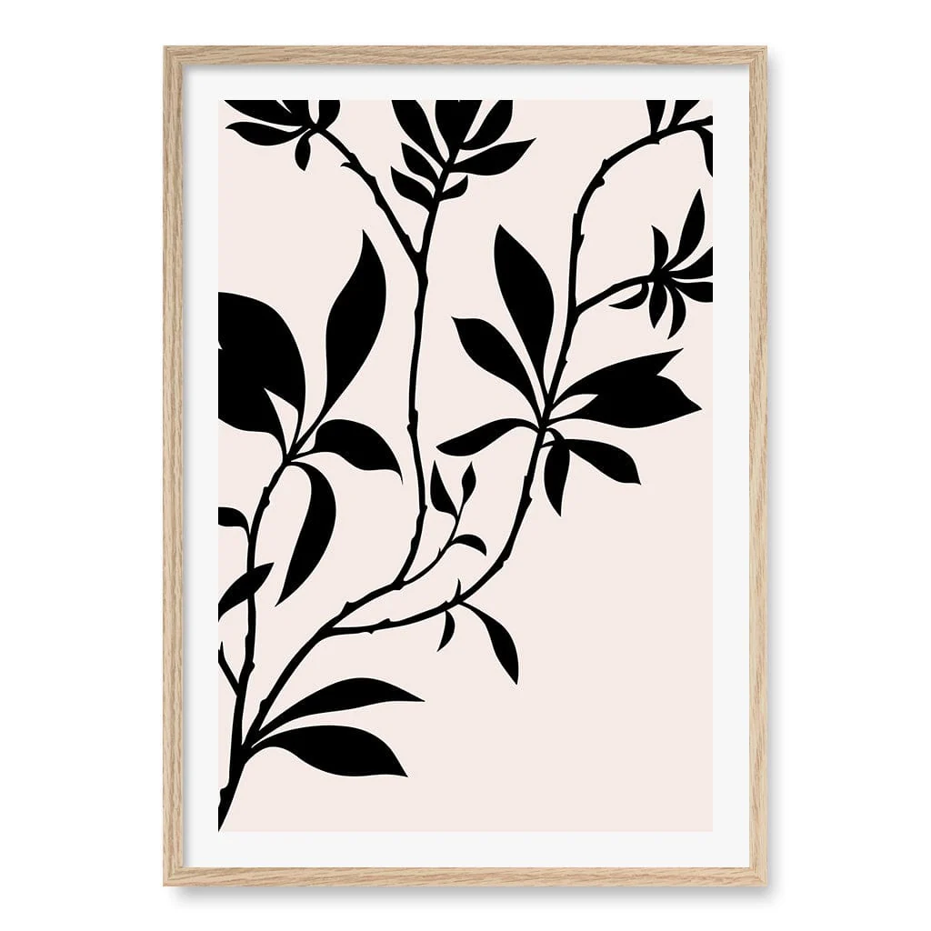 Silhouette Branch Leaves Day Wall Art Print - Image 16