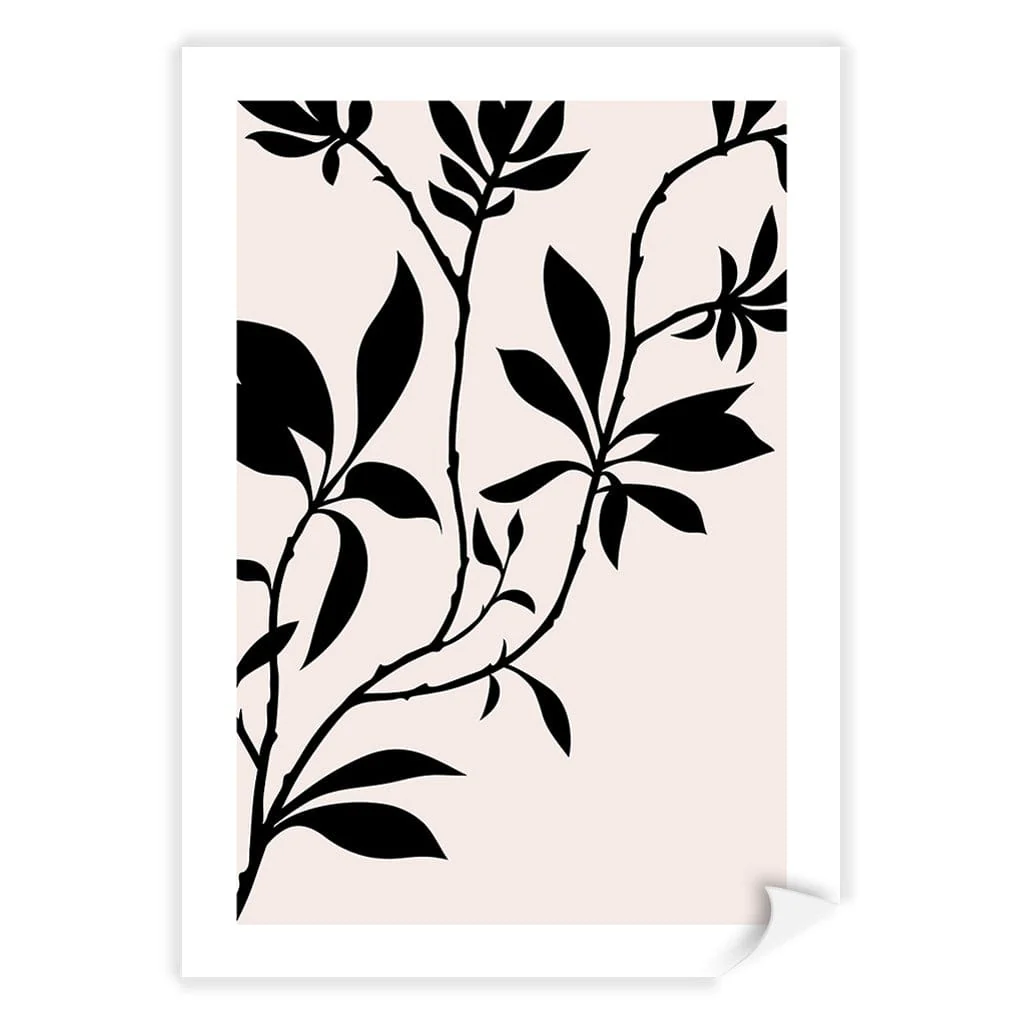 Silhouette Branch Leaves Day Wall Art Print - Image 6