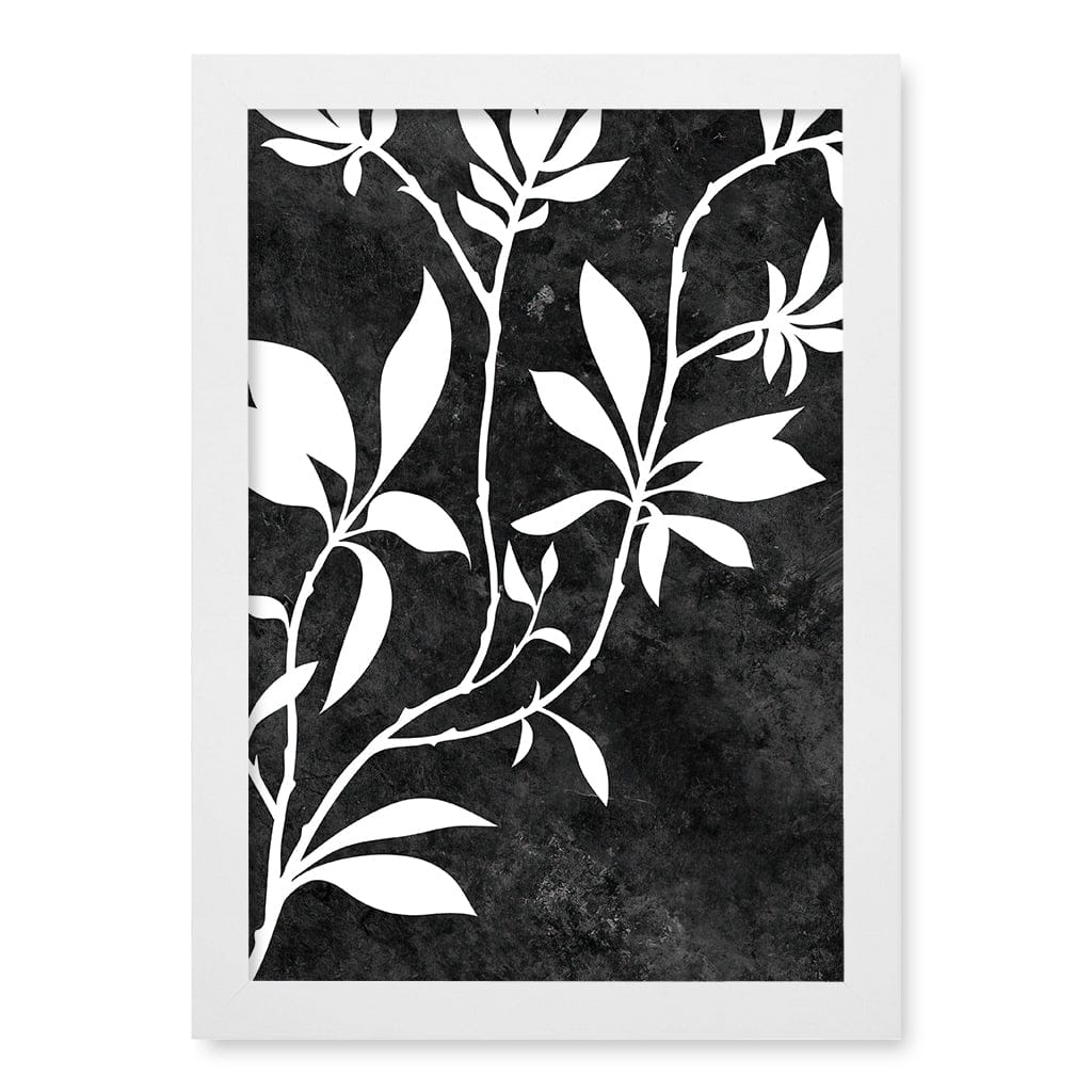Silhouette Branch Leaves Night Wall Art Print - Image 15