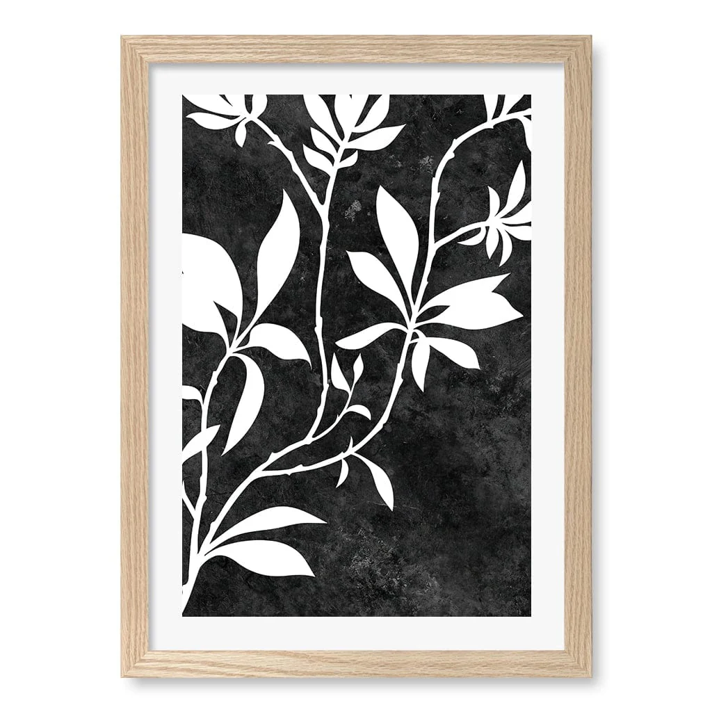 Silhouette Branch Leaves Night Wall Art Print - Image 17