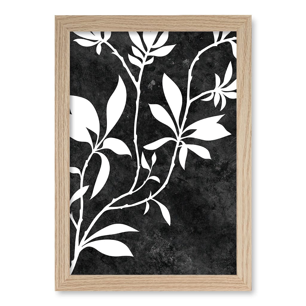 Silhouette Branch Leaves Night Wall Art Print - Image 22