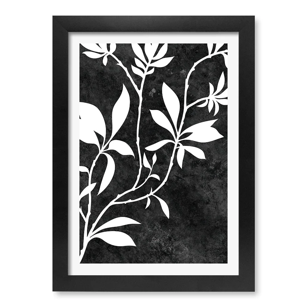 Silhouette Branch Leaves Night Wall Art Print - Image 26