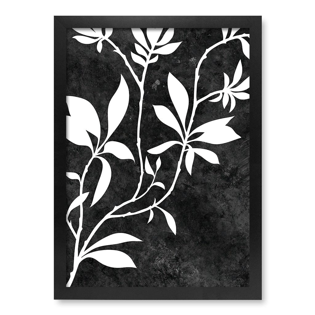 Silhouette Branch Leaves Night Wall Art Print - Image 29