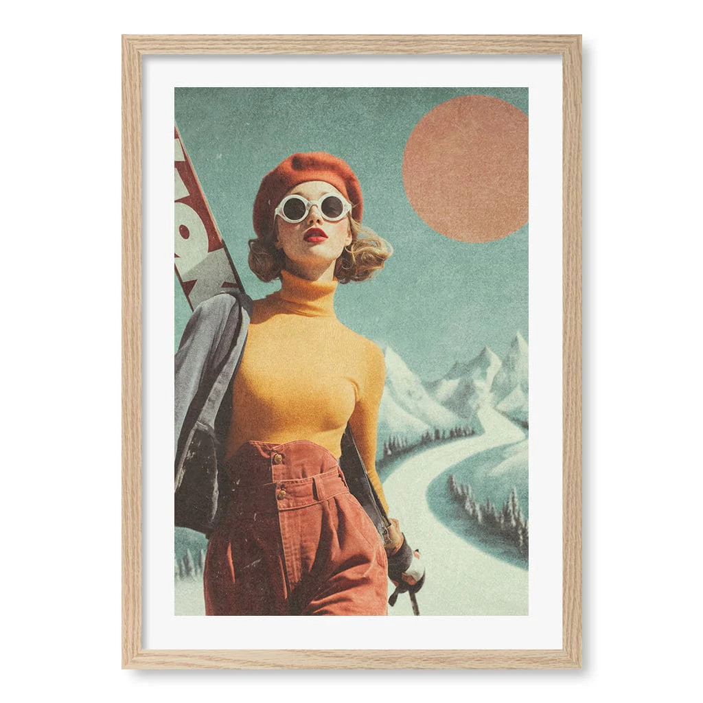 Skiing Adventure Vintage Wall Art Print
