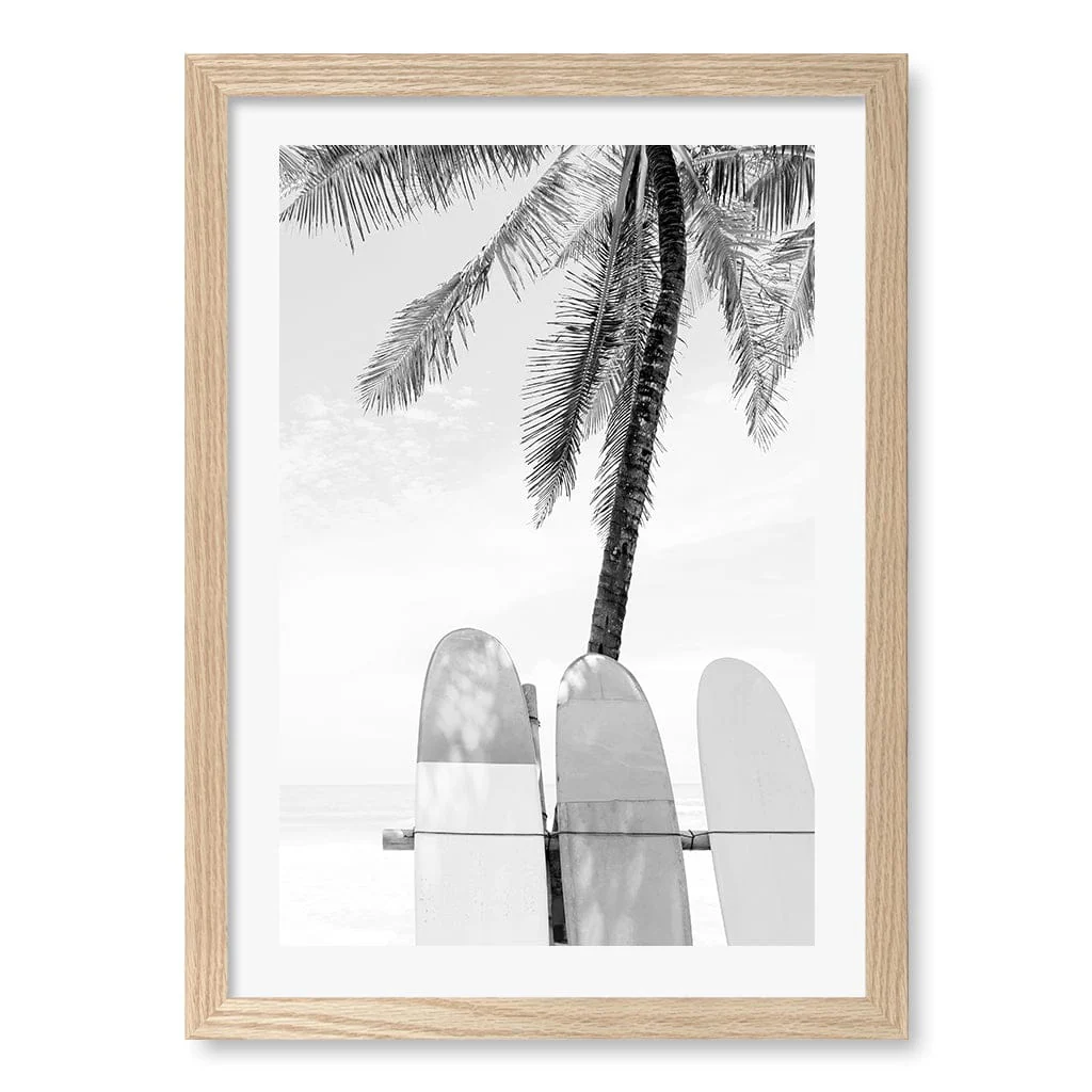 Surfboard Rack 2 B&W Wall Art Print - Image 20
