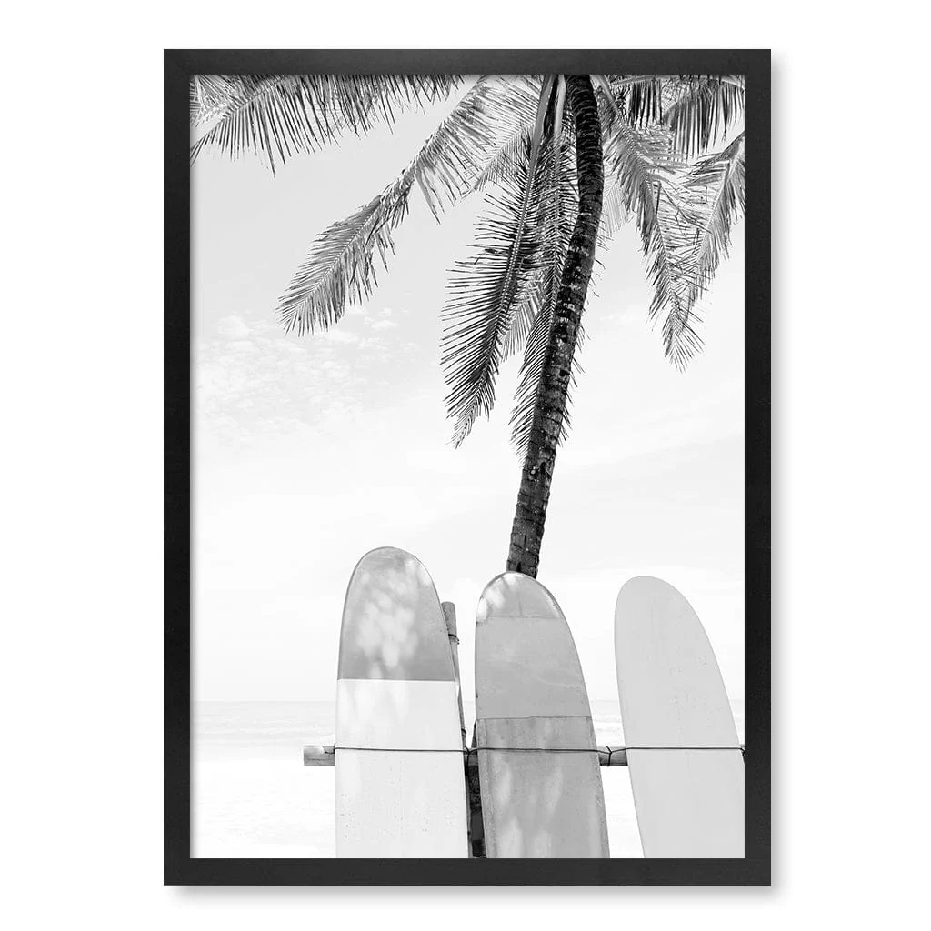 Surfboard Rack 2 B&W Wall Art Print - Image 31