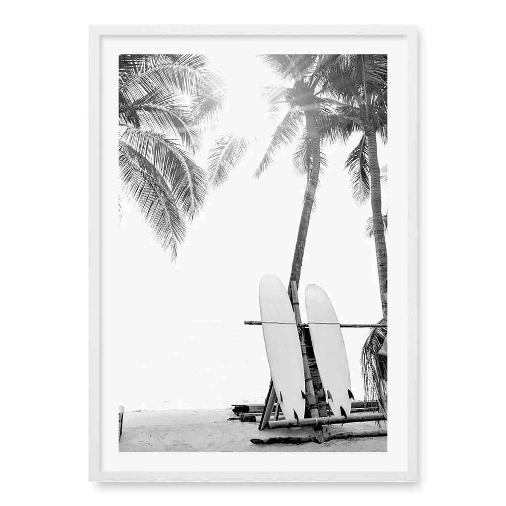 Surfboard Sunrise B&W Wall Art Print - Image 11