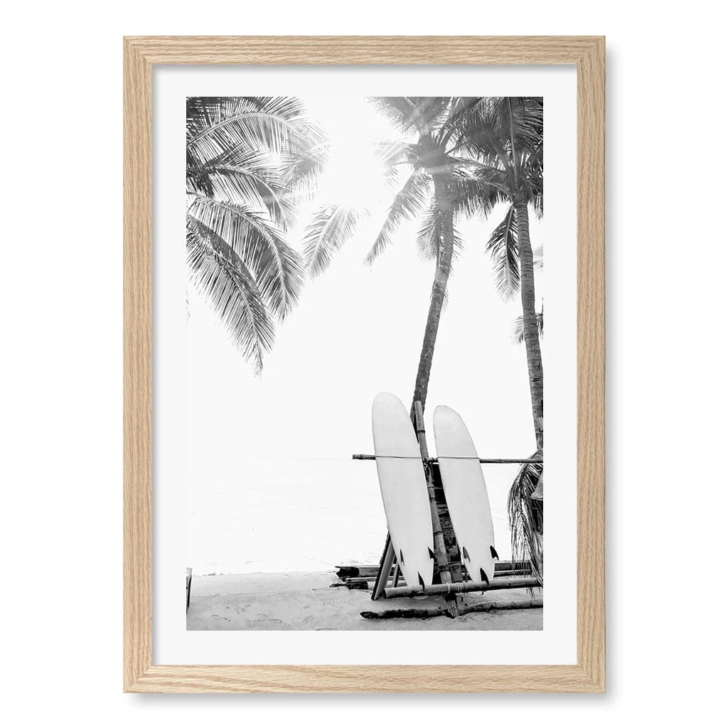 Surfboard Sunrise B&W Wall Art Print - Image 20