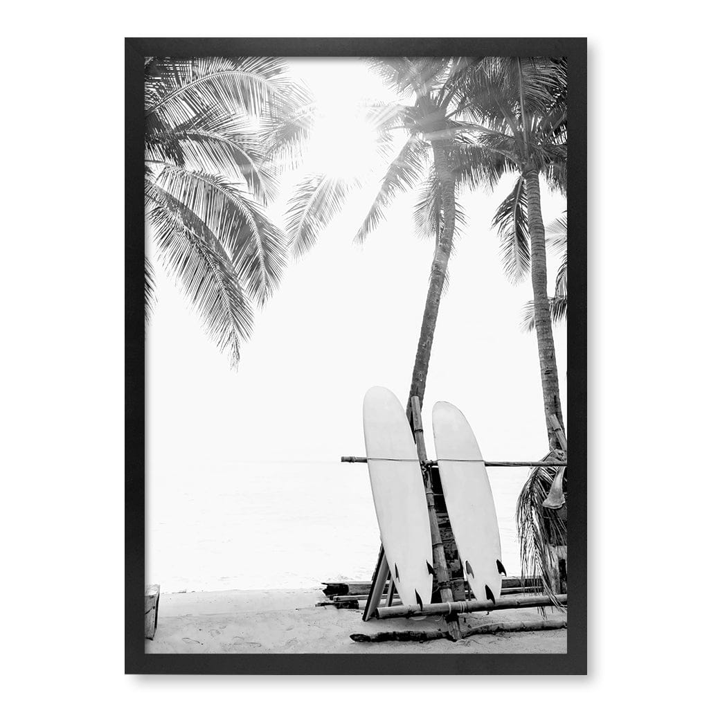 Surfboard Sunrise B&W Wall Art Print - Image 32