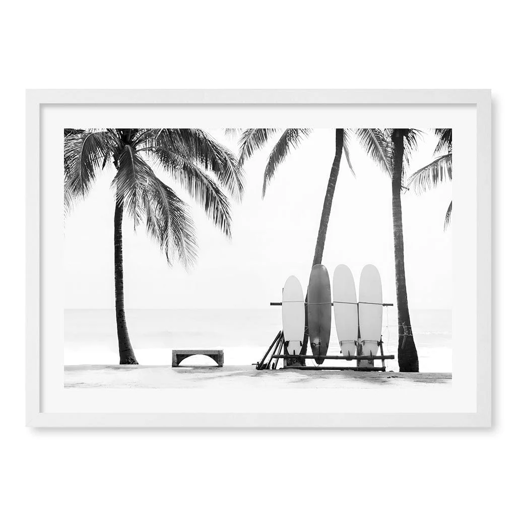 Surfboards & Palms B&W Wall Art Print - Image 12