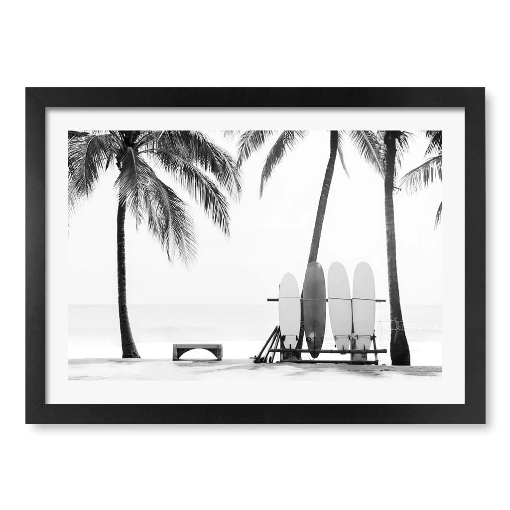 Surfboards & Palms B&W Wall Art Print - Image 20