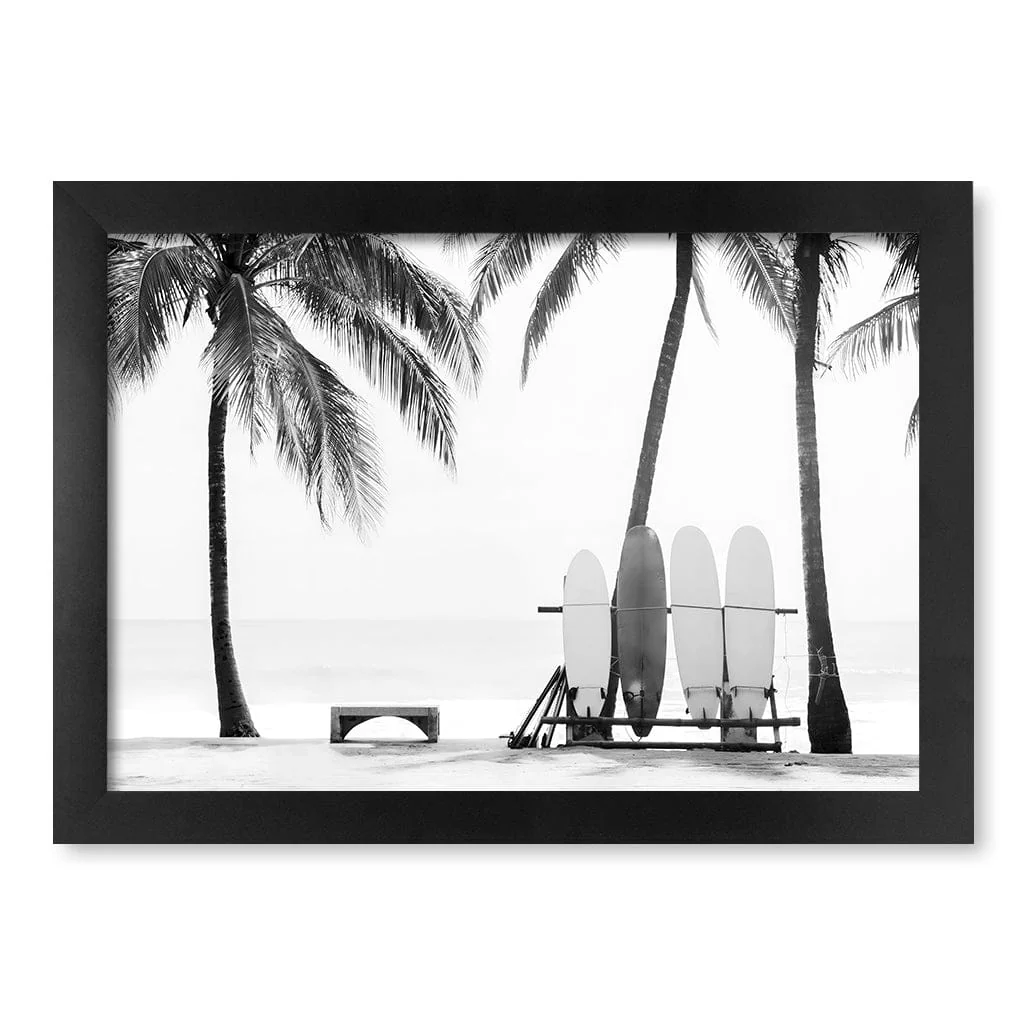 Surfboards & Palms B&W Wall Art Print - Image 27