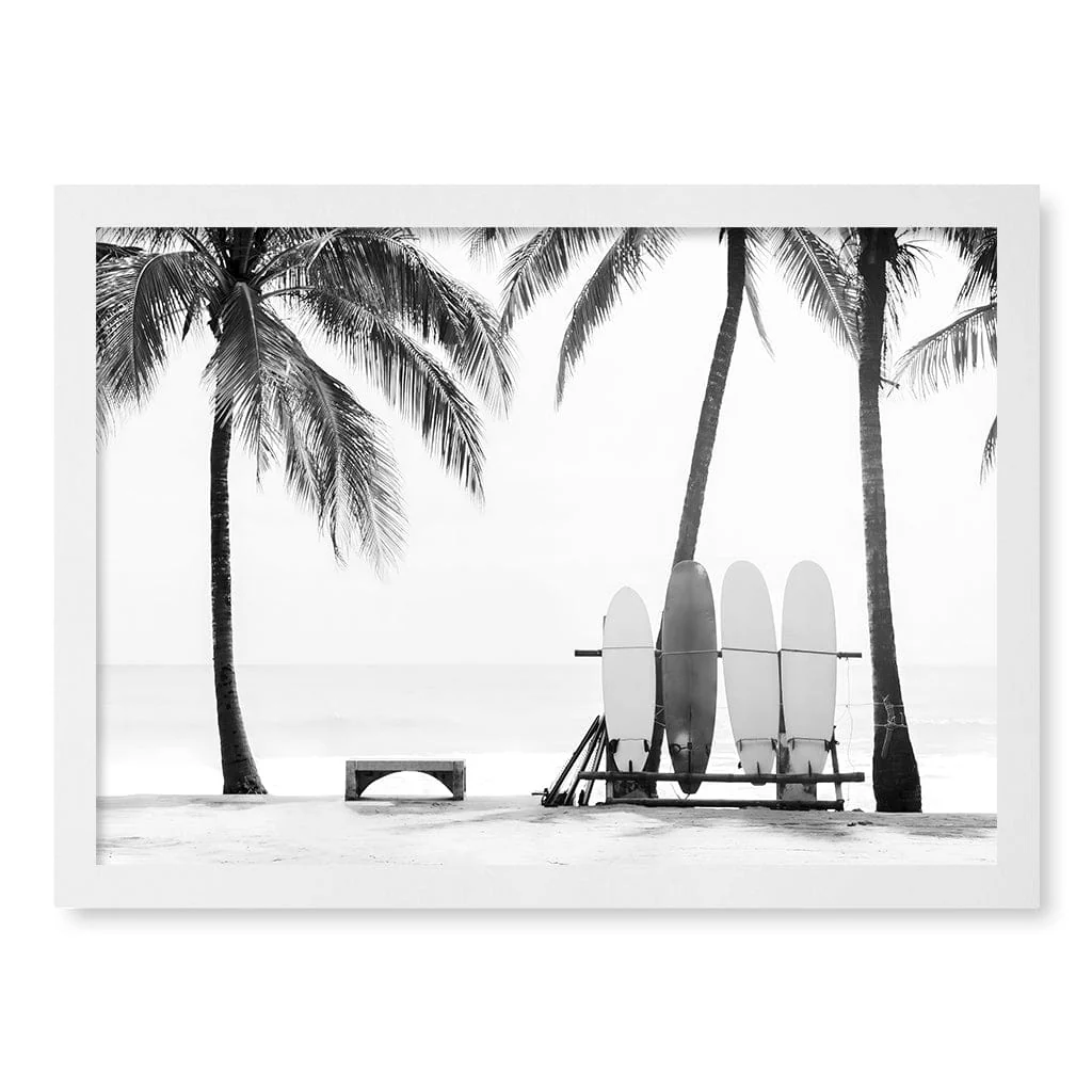 Surfboards & Palms B&W Wall Art Print - Image 29