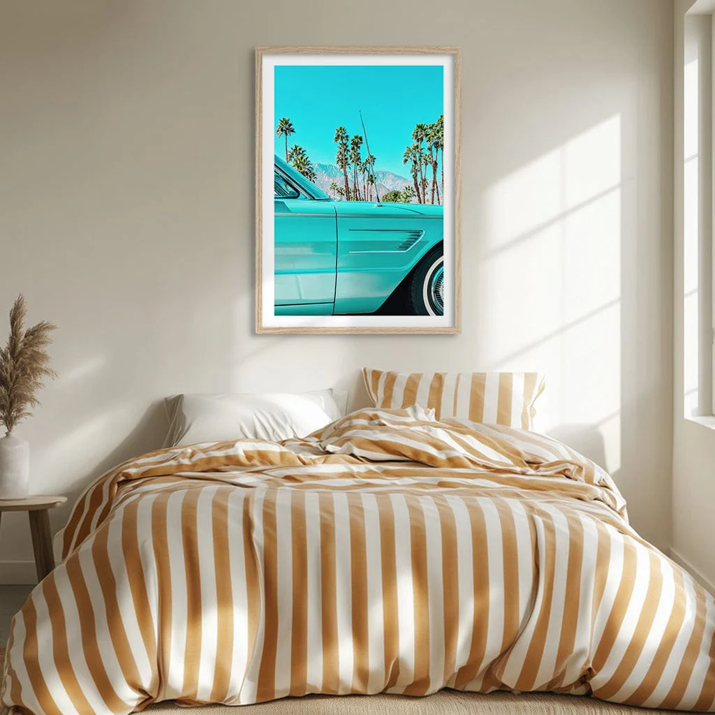 Teal Thunderbird Retro Wall Art Print - Image 2