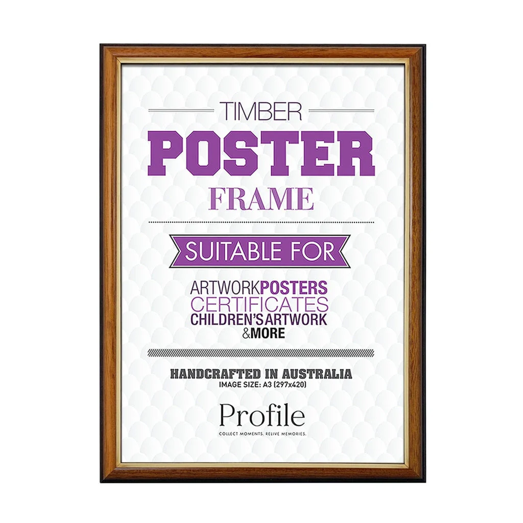 Traditional Walnut Gold Timber A3 Picture Frame - Image 4