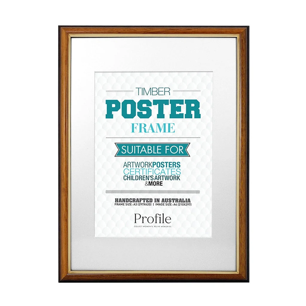 Traditional Walnut Gold Timber A3 Picture Frame to suit A4 image - Image 4