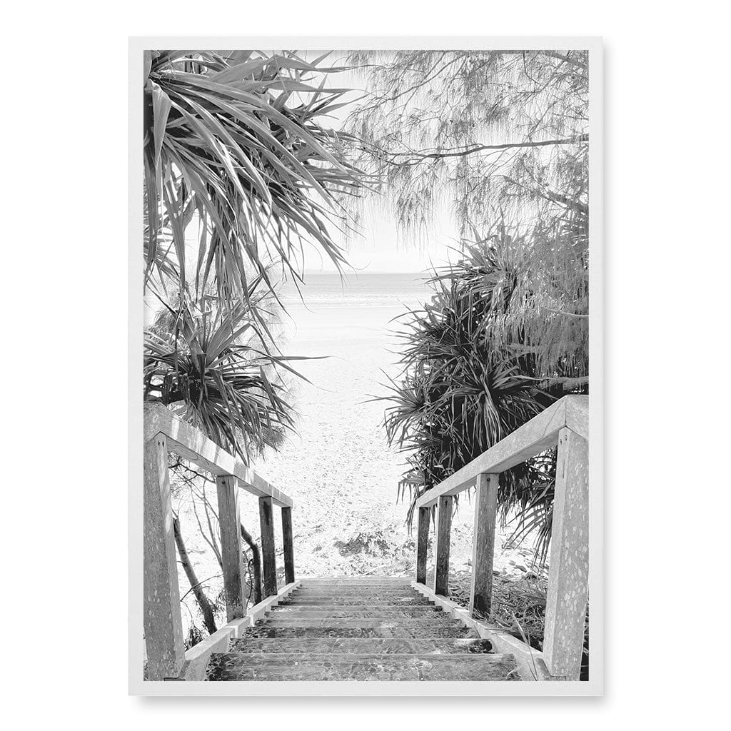 Wategos Beach Stairs B&W Wall Art Print - Image 15
