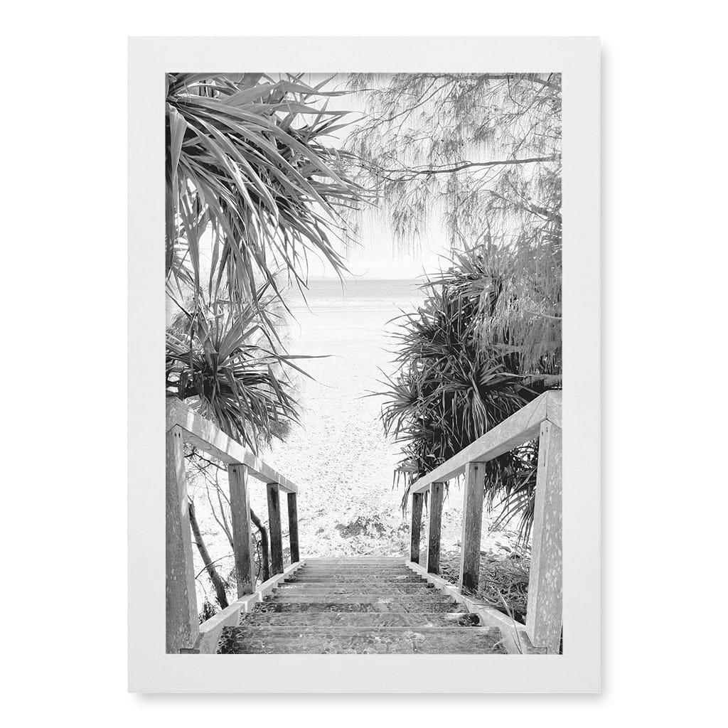 Wategos Beach Stairs B&W Wall Art Print - Image 18