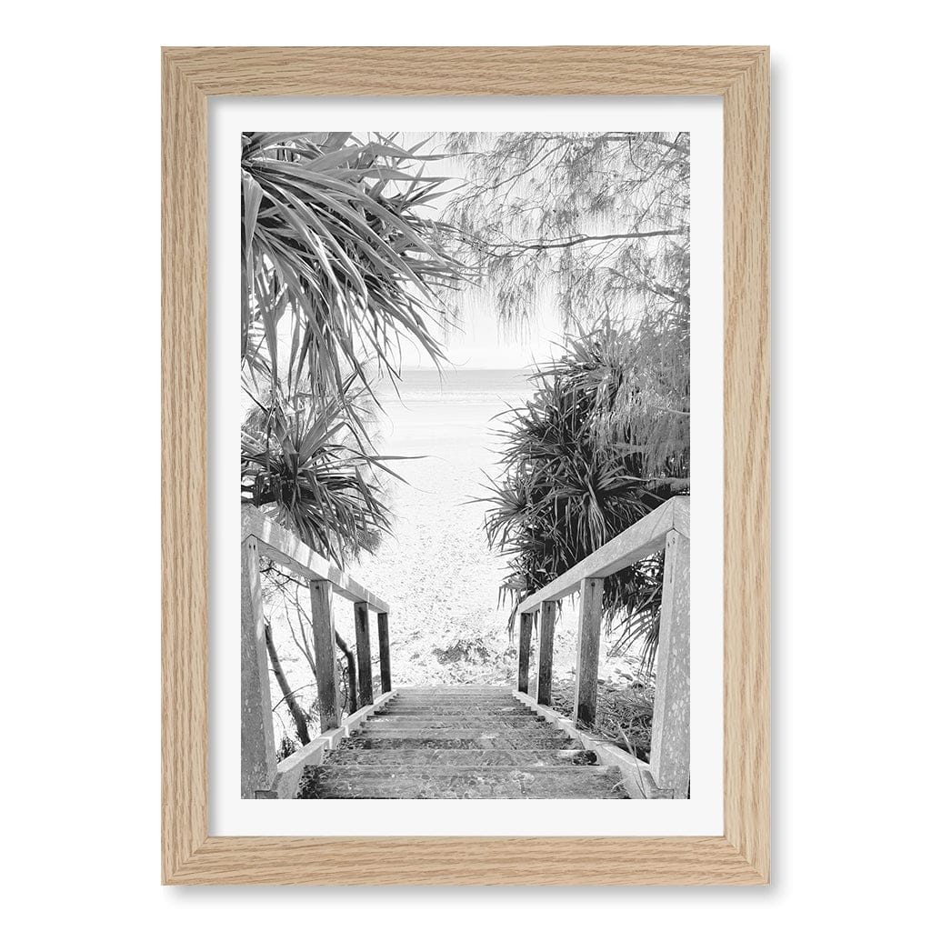 Wategos Beach Stairs B&W Wall Art Print - Image 21