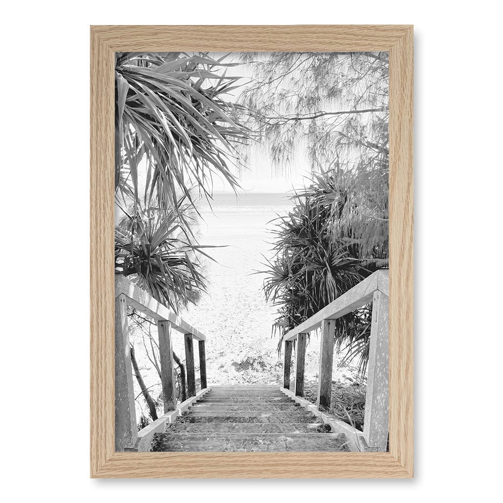 Wategos Beach Stairs B&W Wall Art Print - Image 25
