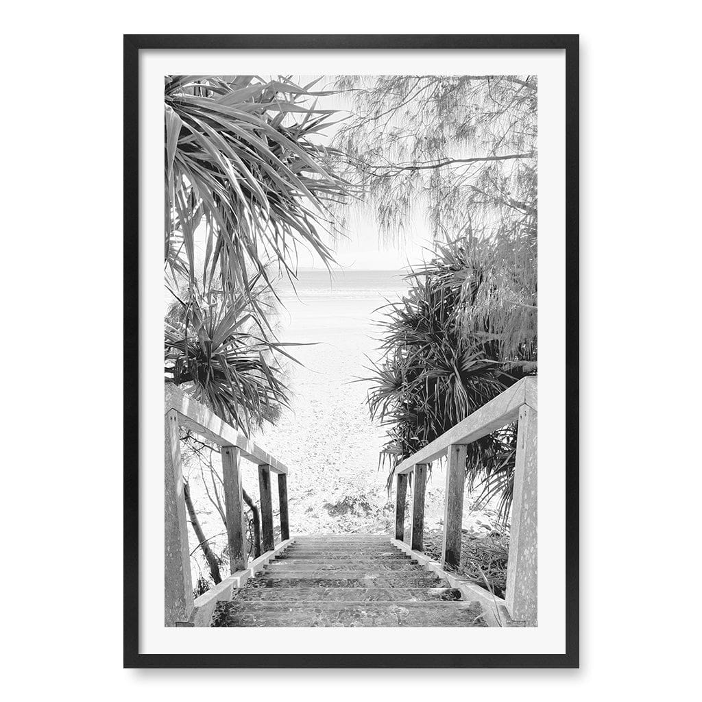 Wategos Beach Stairs B&W Wall Art Print - Image 26