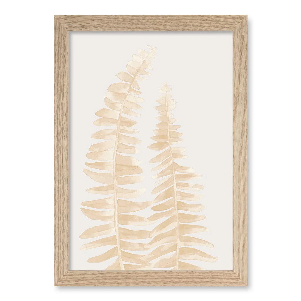 Watercolour Fern Leaves Beige Wall Art Print - Image 14