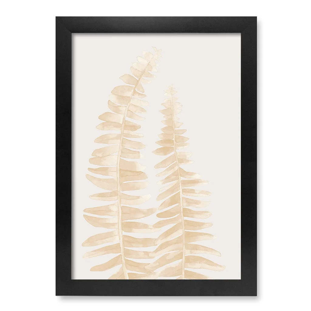 Watercolour Fern Leaves Beige Wall Art Print - Image 16