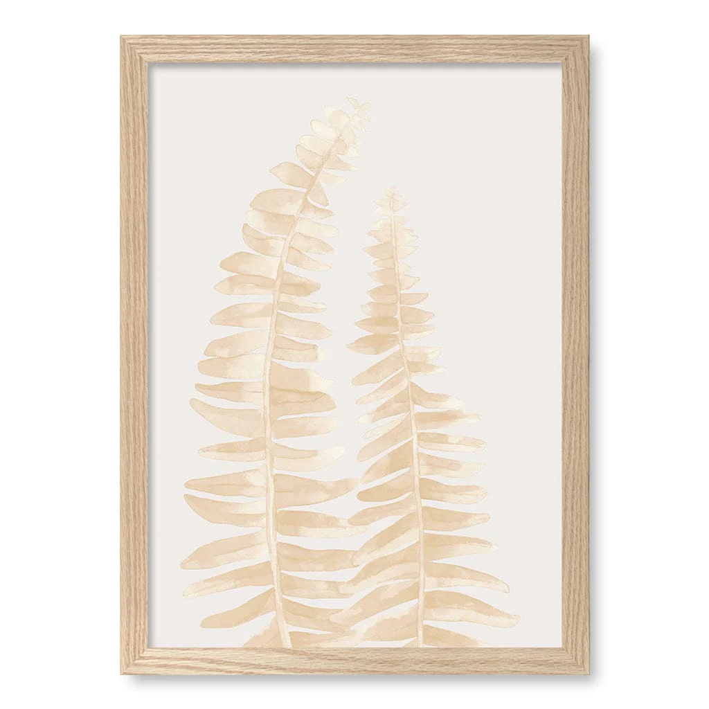 Watercolour Fern Leaves Beige Wall Art Print - Image 20