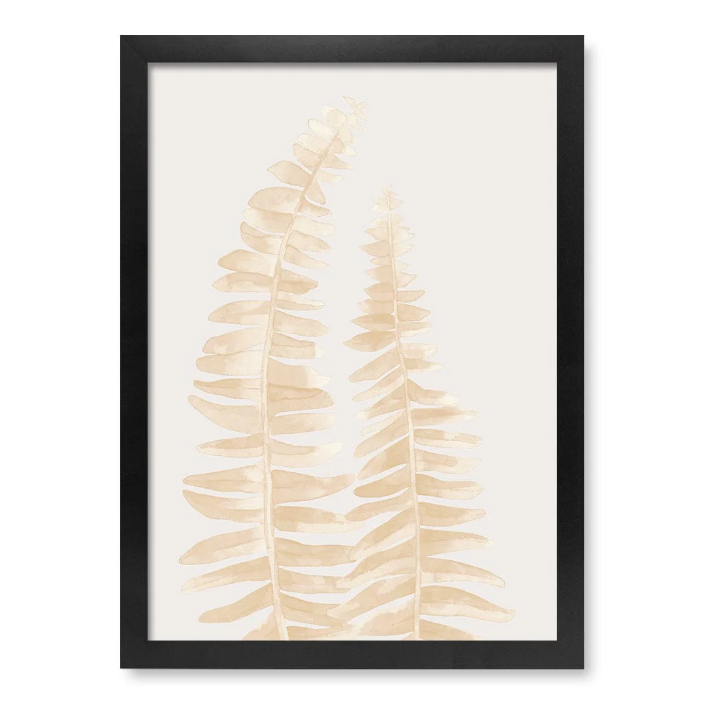 Watercolour Fern Leaves Beige Wall Art Print - Image 22