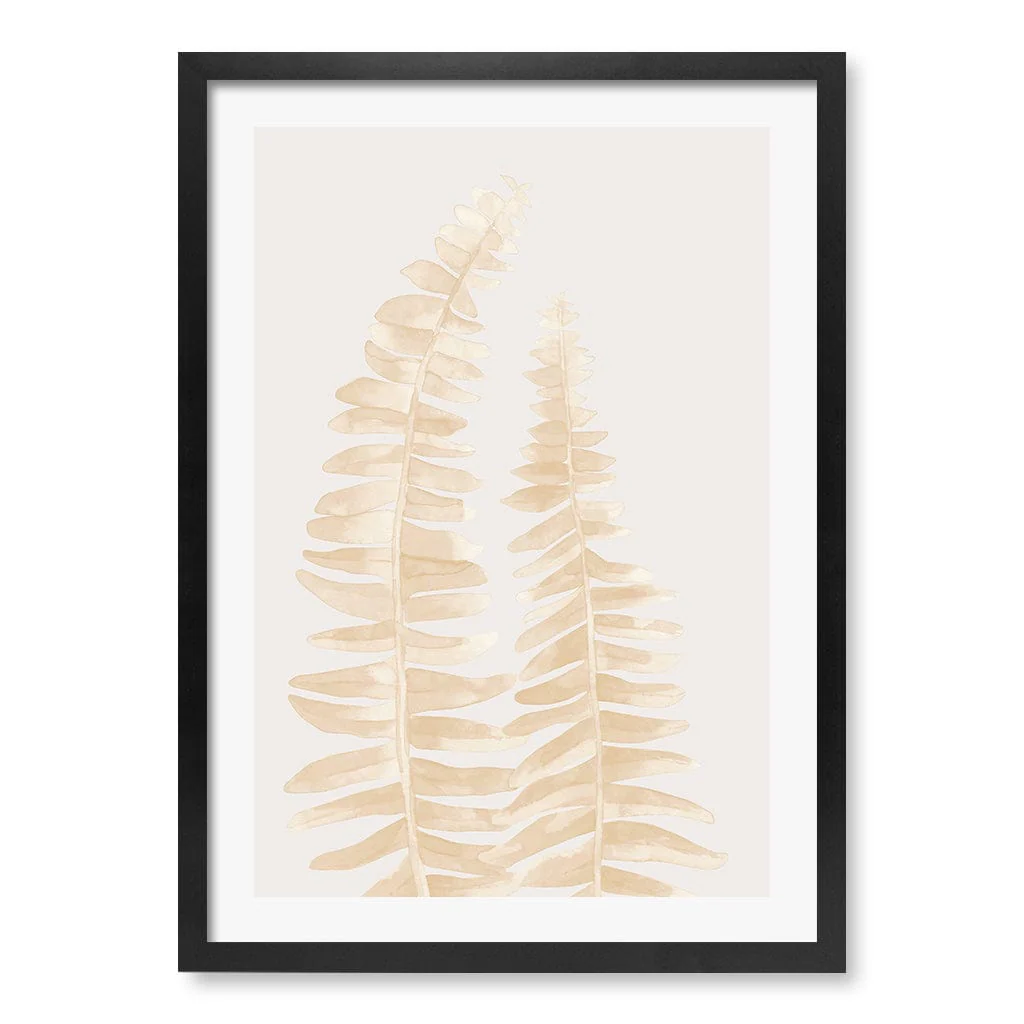 Watercolour Fern Leaves Beige Wall Art Print - Image 27