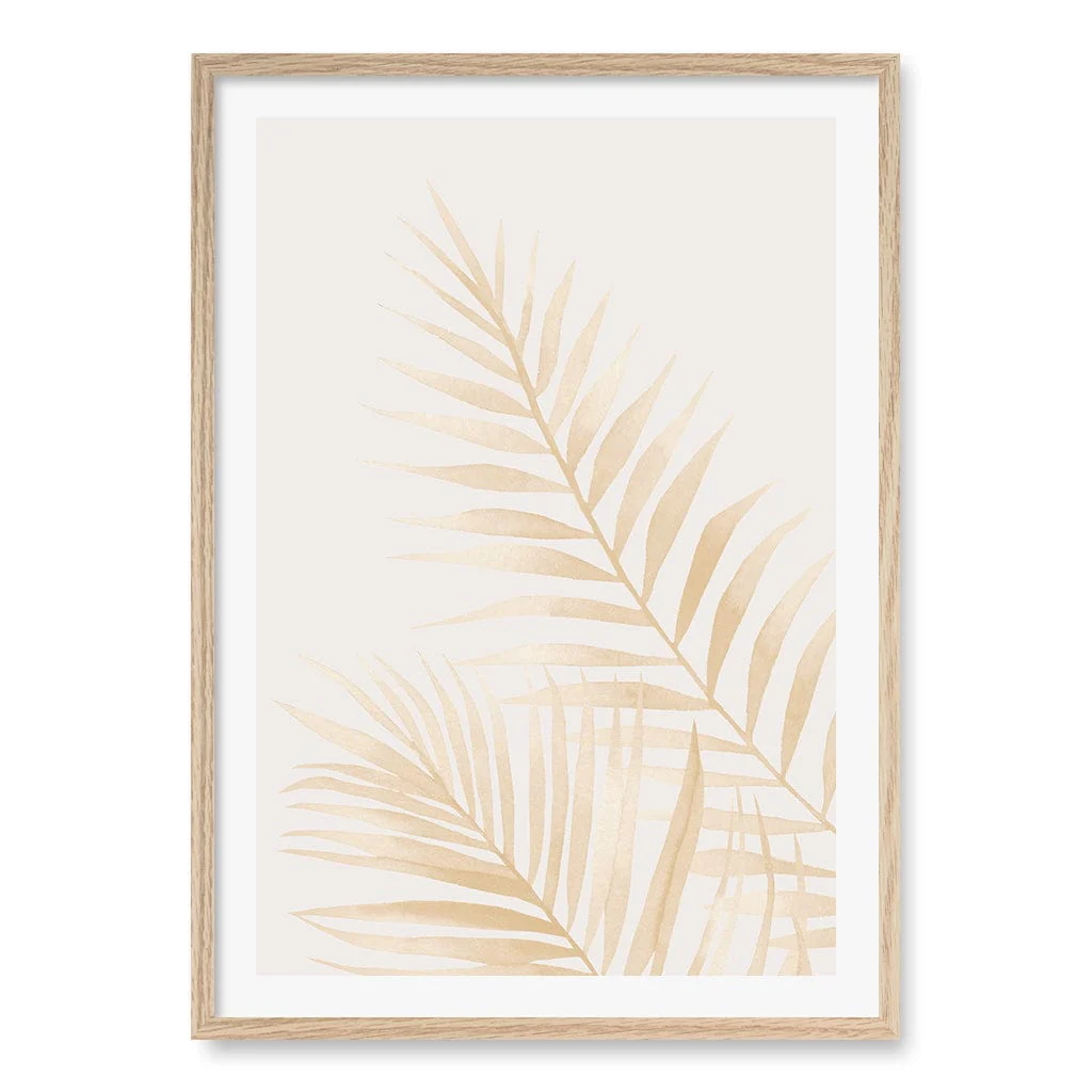 Watercolour Palm Leaves Beige Wall Art Print - Image 37
