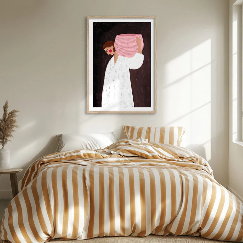 The Woman With The Pink Basket Art Print by Bea Muller - Image 2